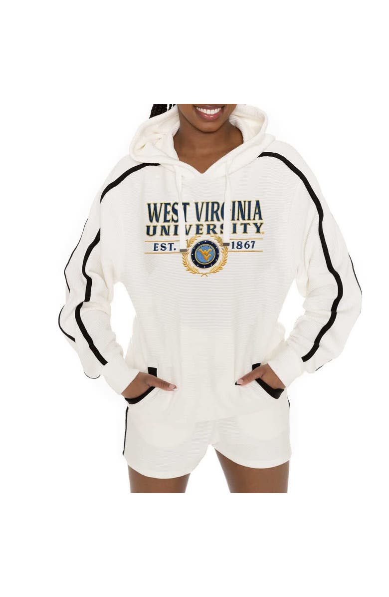 GAMEDAY COUTURE Women's Gameday Couture Cream West Virginia Mountaineers Down, Set, Go Pullover Hoodie and Shorts Set, Alternate, color, Cream
