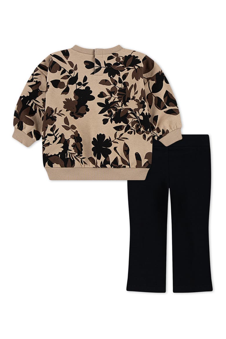 Floral Print Pullover & Flare Leggings, Alternate, color, BLACK