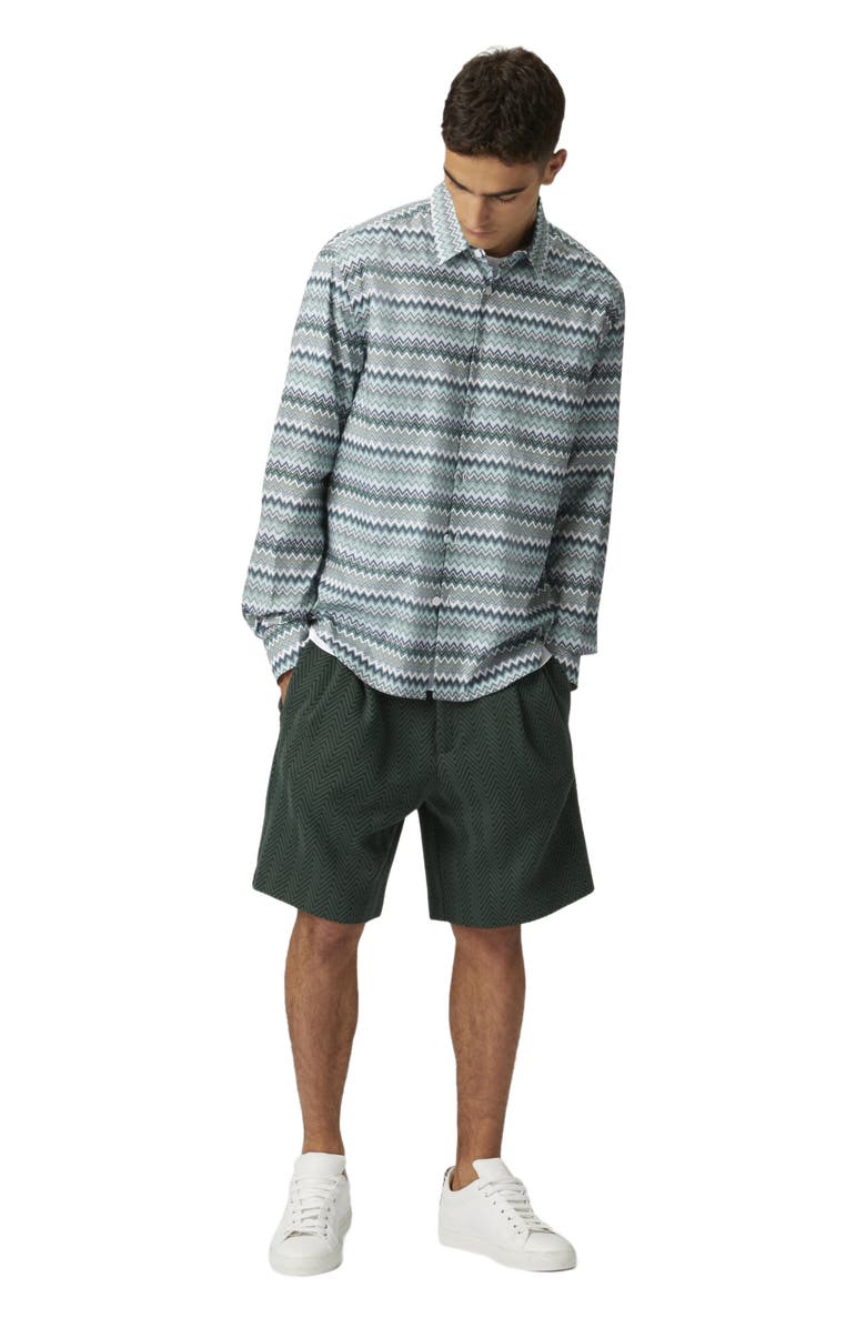 Missoni Zig Zag Cotton Poplin Shirt With Breast Pocket, Main, color, Green