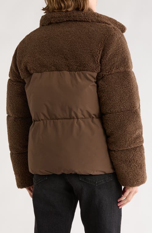 Lucky Brand Missy Faux Fur Teddy Puffer Jacket In Brown