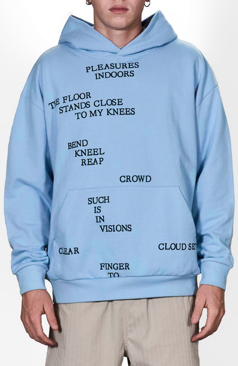 PLEASURES Indoors Graphic Hoodie, Main, color, Blue