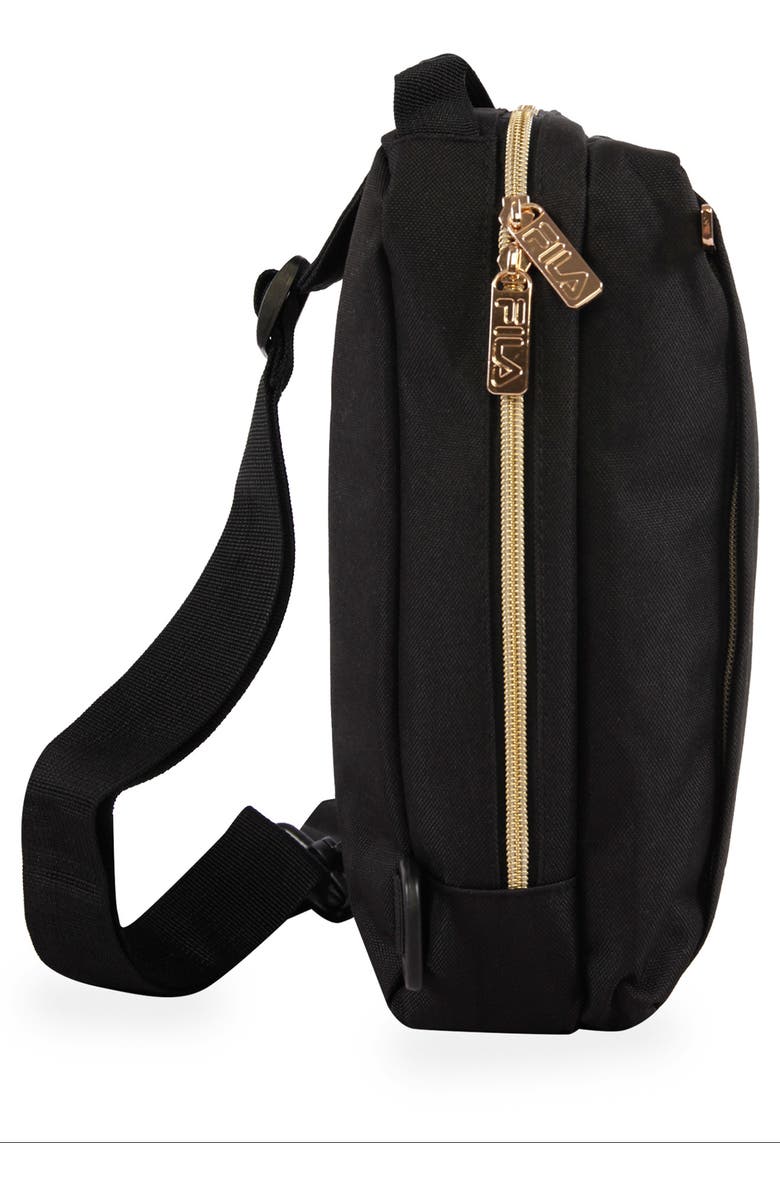 FILA Calistoga Sling Bag, Alternate, color, Black/ Gold