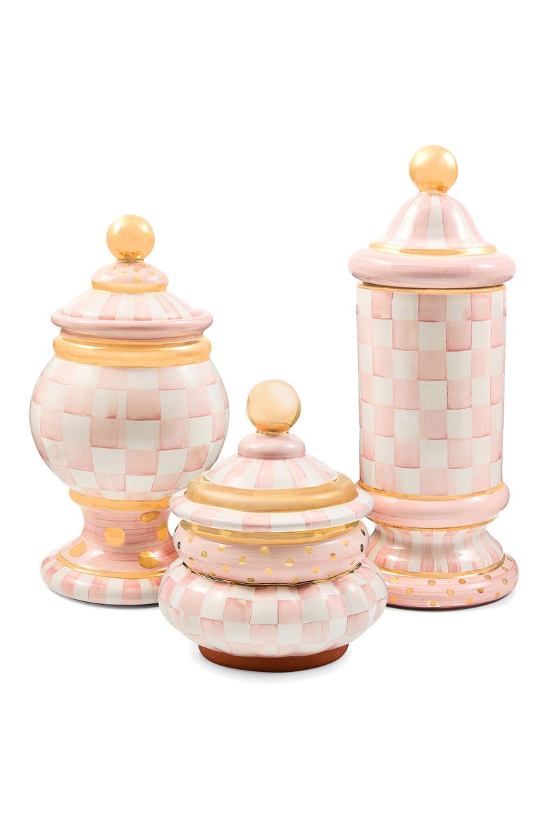 Rosy Check Ceramic Column Canister, Alternate, color, ROSY