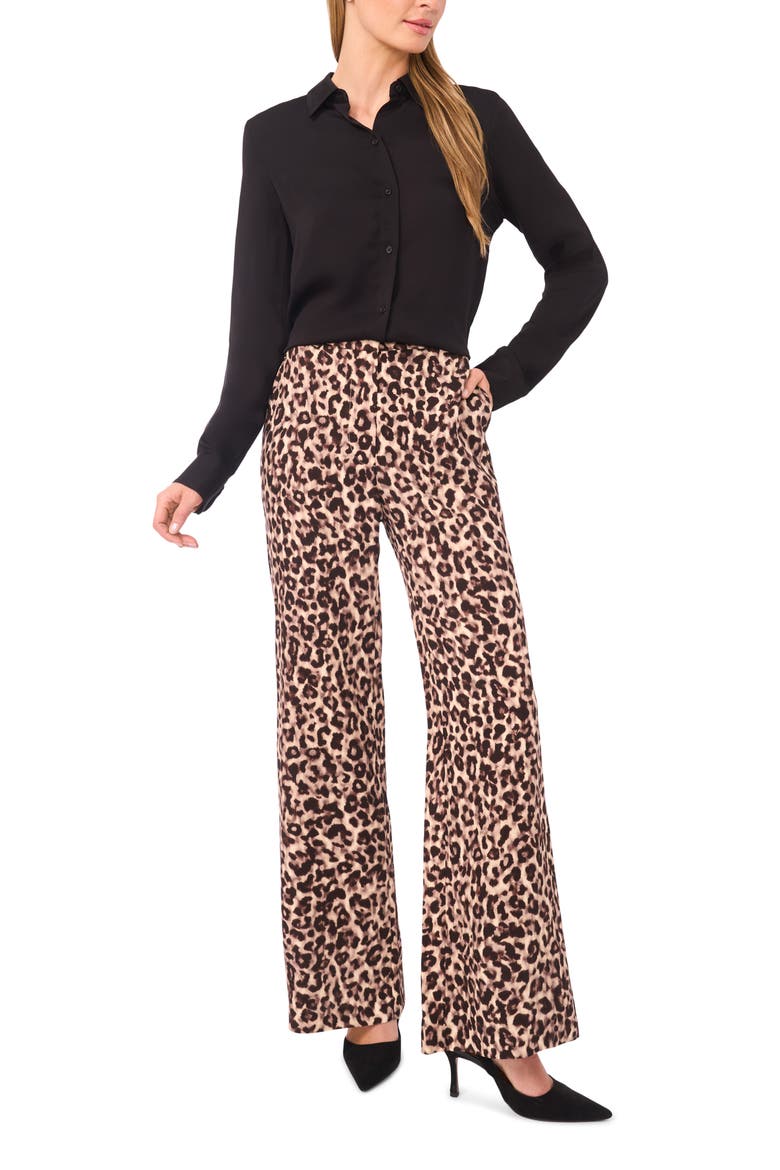 Leopard Print Bootcut Pants, Alternate, color, POTTING SOIL