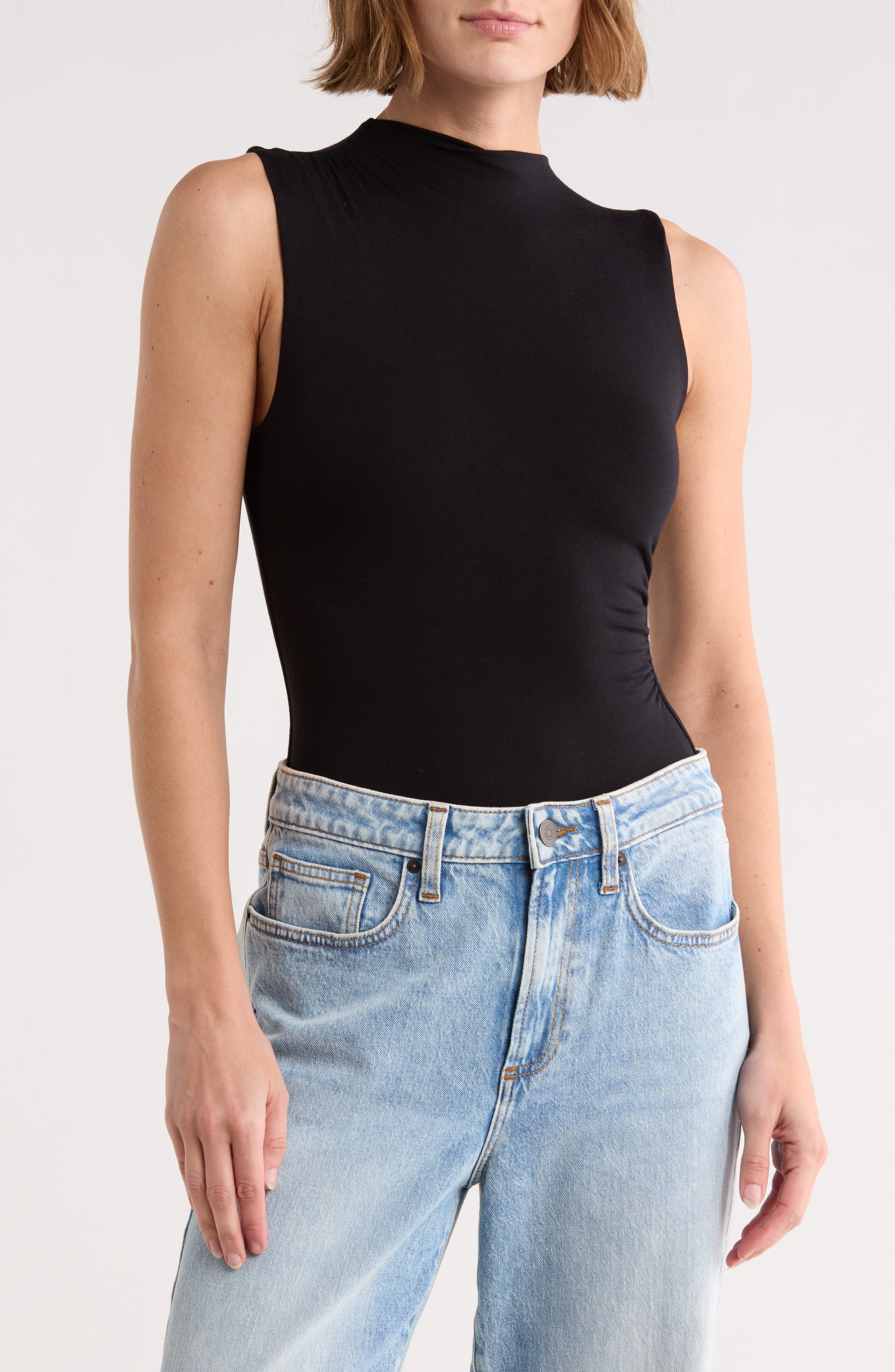 Blu Pepper Side Cinched Mock Neck Top