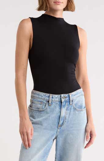 Side Cinched Mock Neck Top