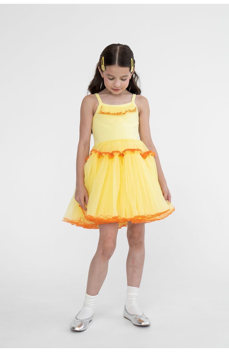 Mini Celebrities Belle Strappy Tulle Dress, Alternate, color, Sunshine Yellow