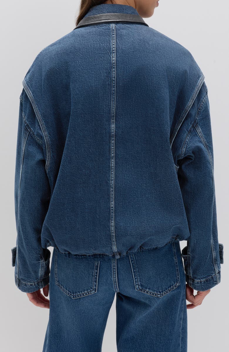 M&S Denim Bomber Jacket, Alternate, color, Medium Indigo Blue