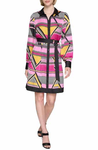 KARL LAGERFELD PARIS Colorblock Crepe Shirtdress