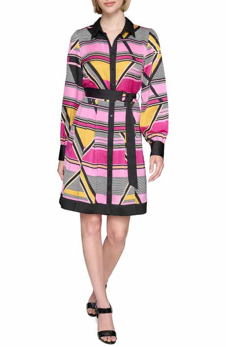 KARL LAGERFELD PARIS Colorblock Crepe Shirtdress