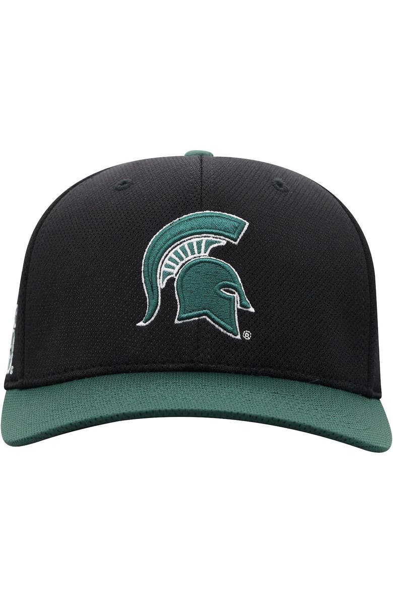 TOP OF THE WORLD Men's Top of the World Black/Green Michigan State Spartans Two-Tone Reflex Hybrid Tech Flex Hat, Alternate, color, Black