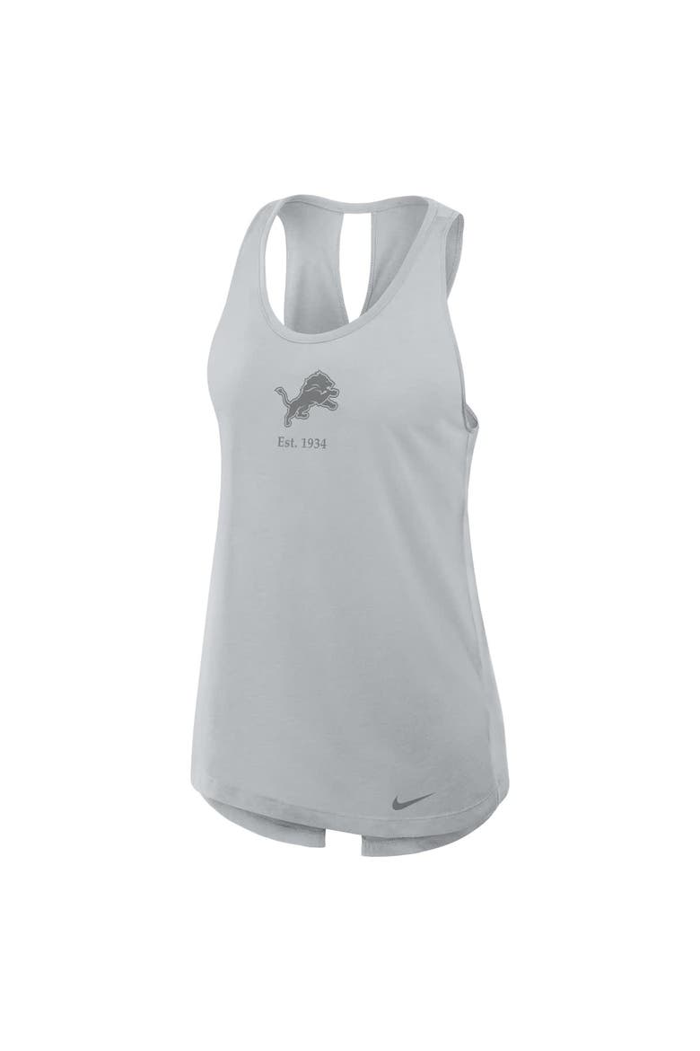 Women's Nike Gray Detroit Lions Glory Crisscross Performance Tank Top, Alternate, color, Gray