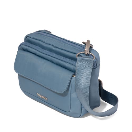 Baggallini Modern Double Zip Crossbody Bag In Cornflower Twill