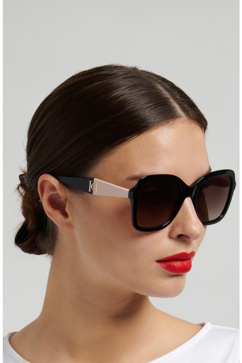 56mm Gradient Square Sunglasses, Alternate, color, BLACK BEIGE/ BROWN