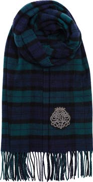 Lauren Ralph Lauren Wool Plaid Scarf With Patch