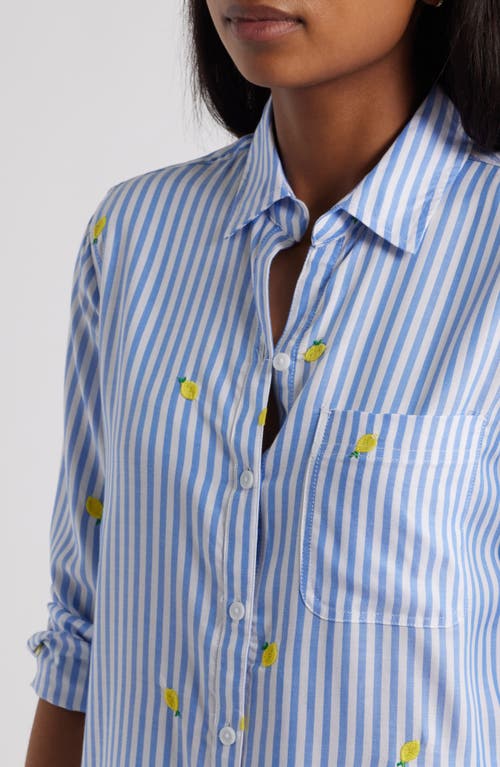 BEACHLUNCHLOUNGE BEACHLUNCHLOUNGE KAYLEE HEART STRIPE LONG SLEEVE BUTTON-UP SHIRT 