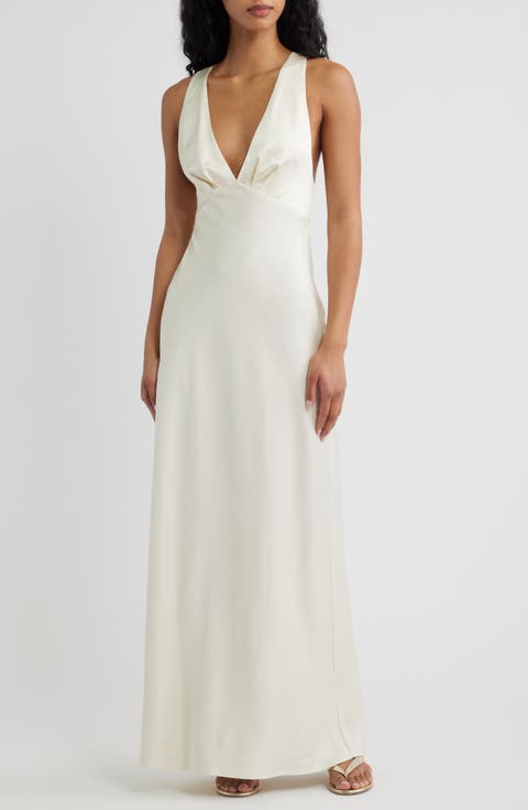 Lucile Sleeveless Satin Maxi Dress