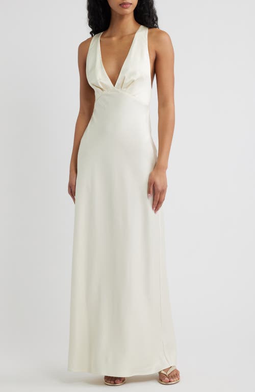 Significant Other Lucile Sleeveless Satin Maxi Dress in Ecru at Nordstrom, Size 12