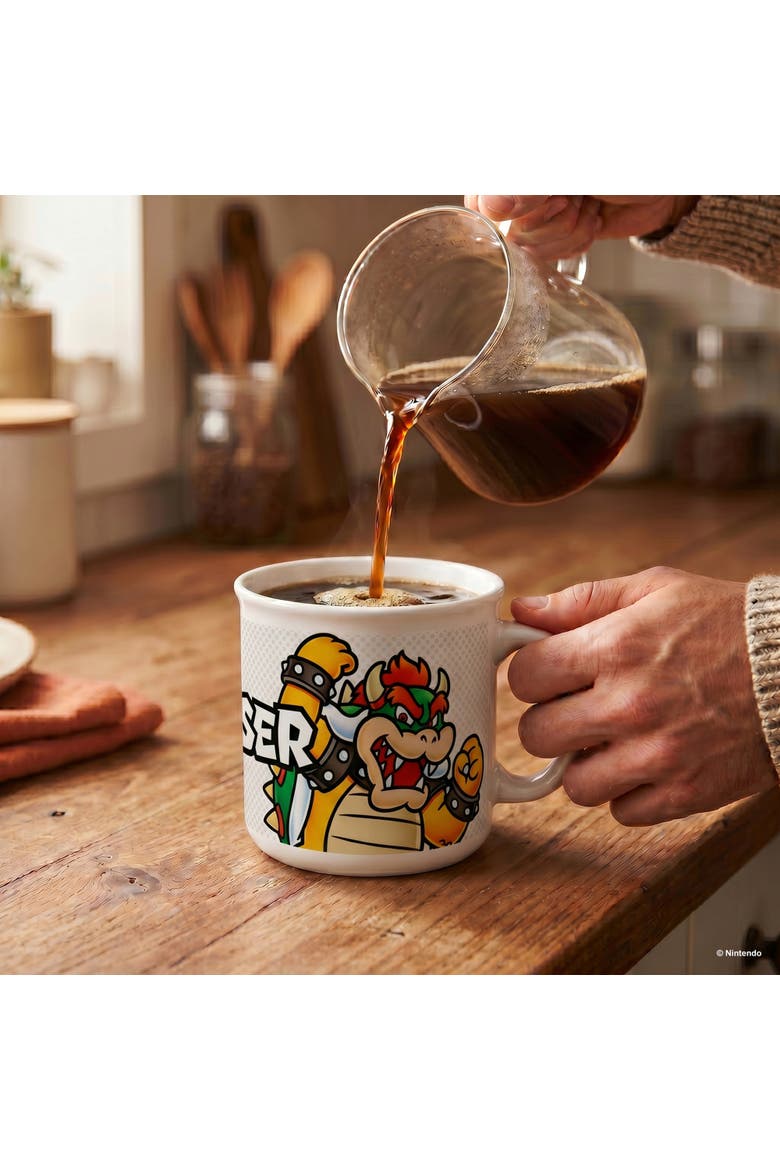 20 oz Super Mario Bowser Name Ceramic Camper Mug, Alternate, color, White