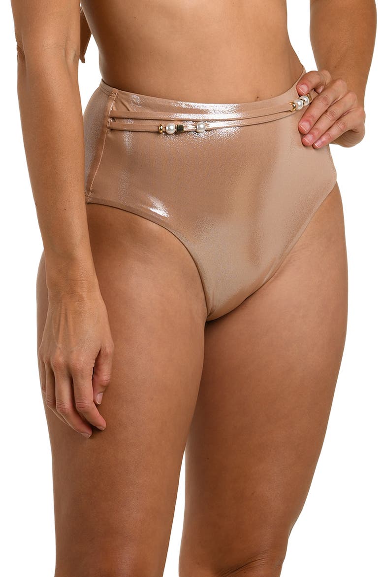 Sand Belted High Waist Bikini Bottoms, Alternate, color, SAND