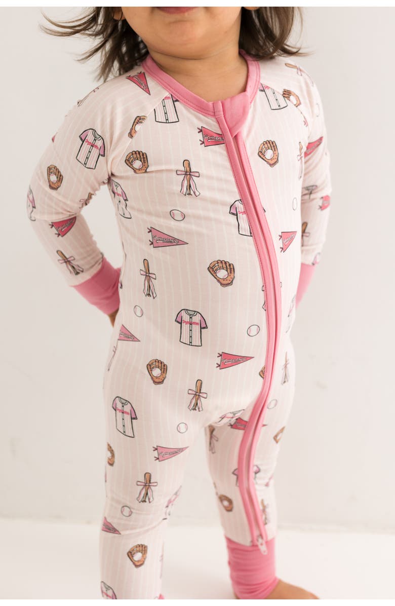In My Jammers Baseball Zipper Romper, Alternate, color, Pink