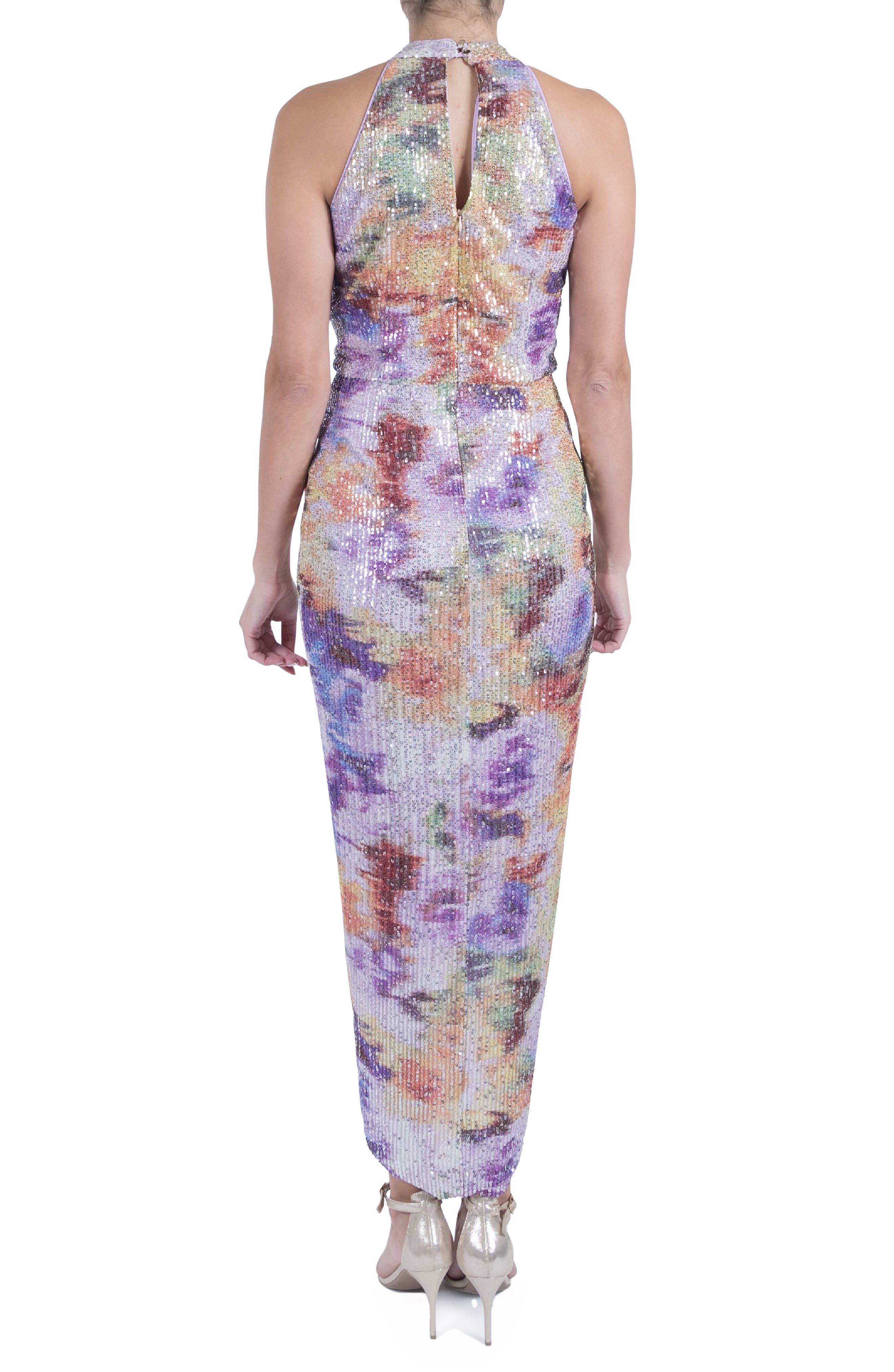 Twist Neck Sequin High-Low Dress - image 2