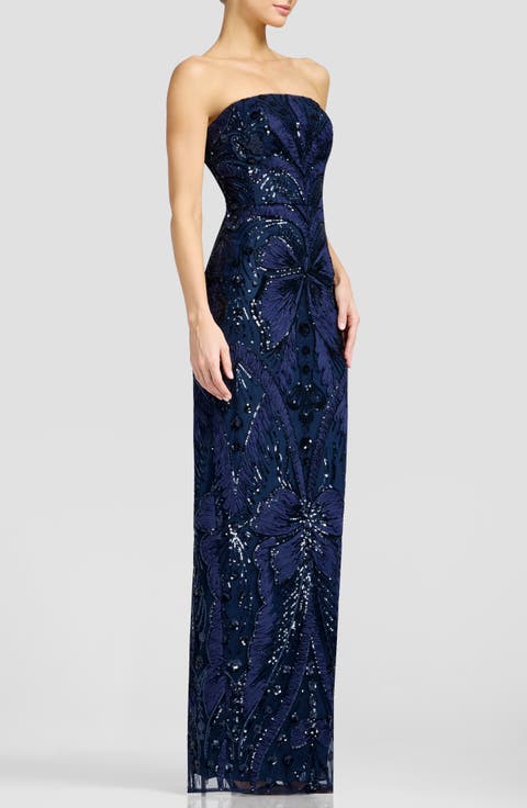 Tanya Strapless Sequin Column Gown