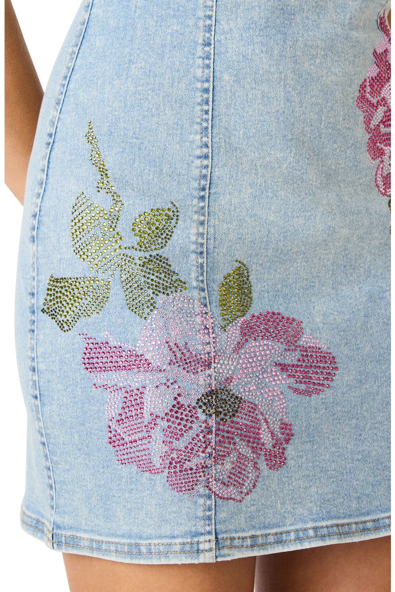 Gisella Embellished Flower Denim Minidress, Alternate, color, SEABREEZE BLUE