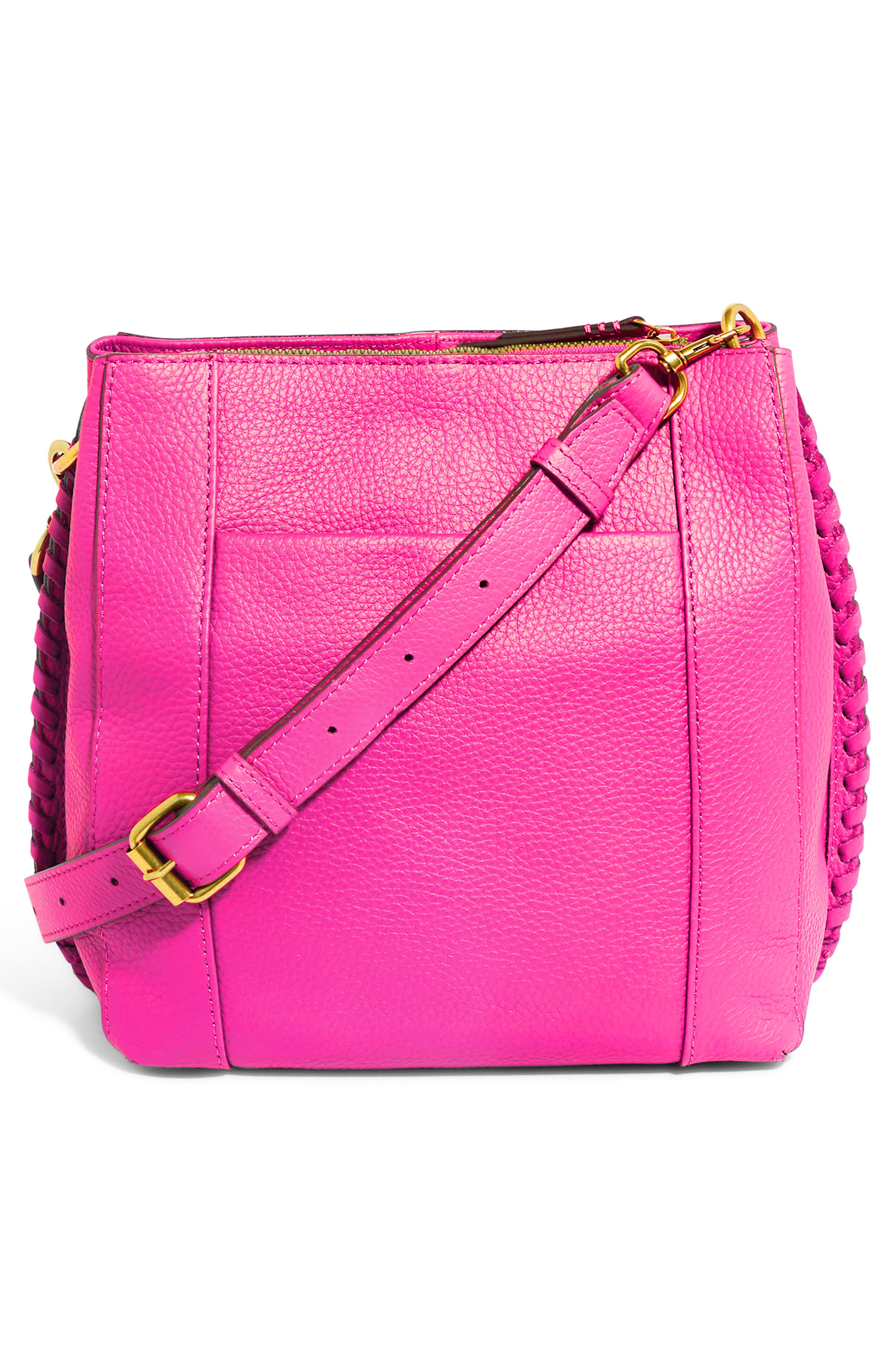 Luca Triple Pocket Leather Crossbody Bag, Alternate, color, KNOCKOUT PINK