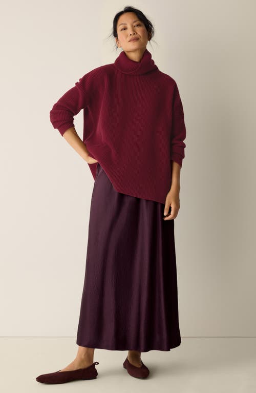 Eileen Fisher Rib Turtleneck Sweater In Burgundy