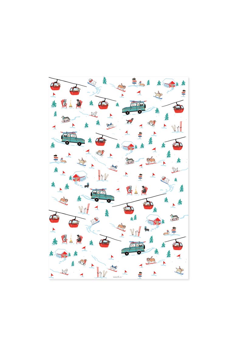 Two-Sided "Ski Dogs" Heavyweight Christmas/Holiday Gift Wrap, Alternate, color, Multicolored