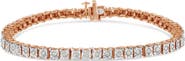 Haus of Brilliance Silver 1.0 Ctw Rustic Diamond Square Frame Miracle-Set Tennis Bracelet