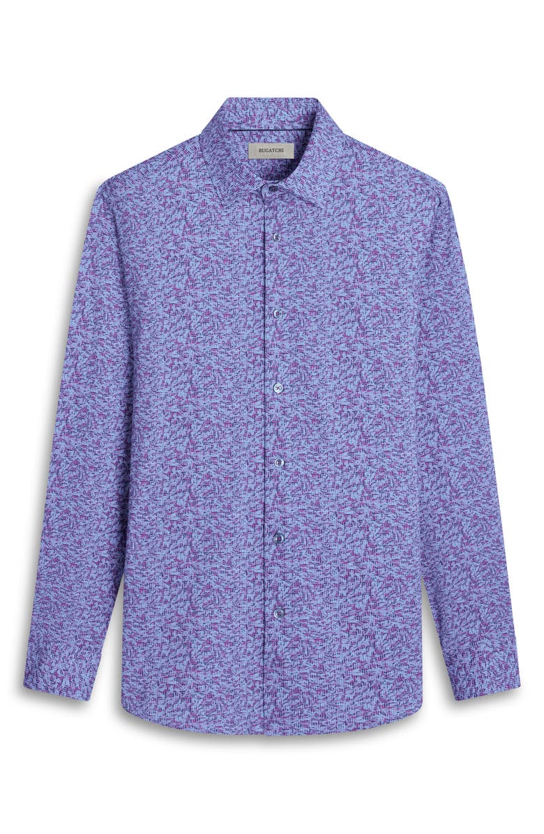 Bugatchi James OoohCotton<sup>®</sup> Leaf Print Button-Up Shirt, Alternate, color, Plum