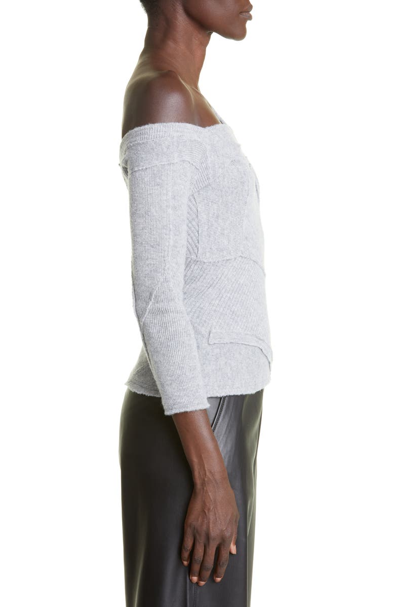 Talia Byre Patched Off the Shoulder Virgin Wool Sweater, Alternate, color, 
