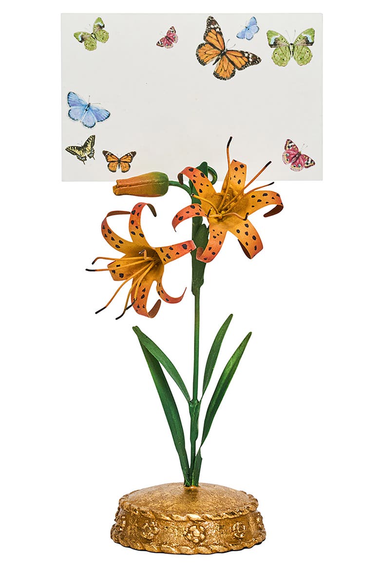 Meadow Walk Tiger Lily Place Card Holder, Alternate, color, ORANGE