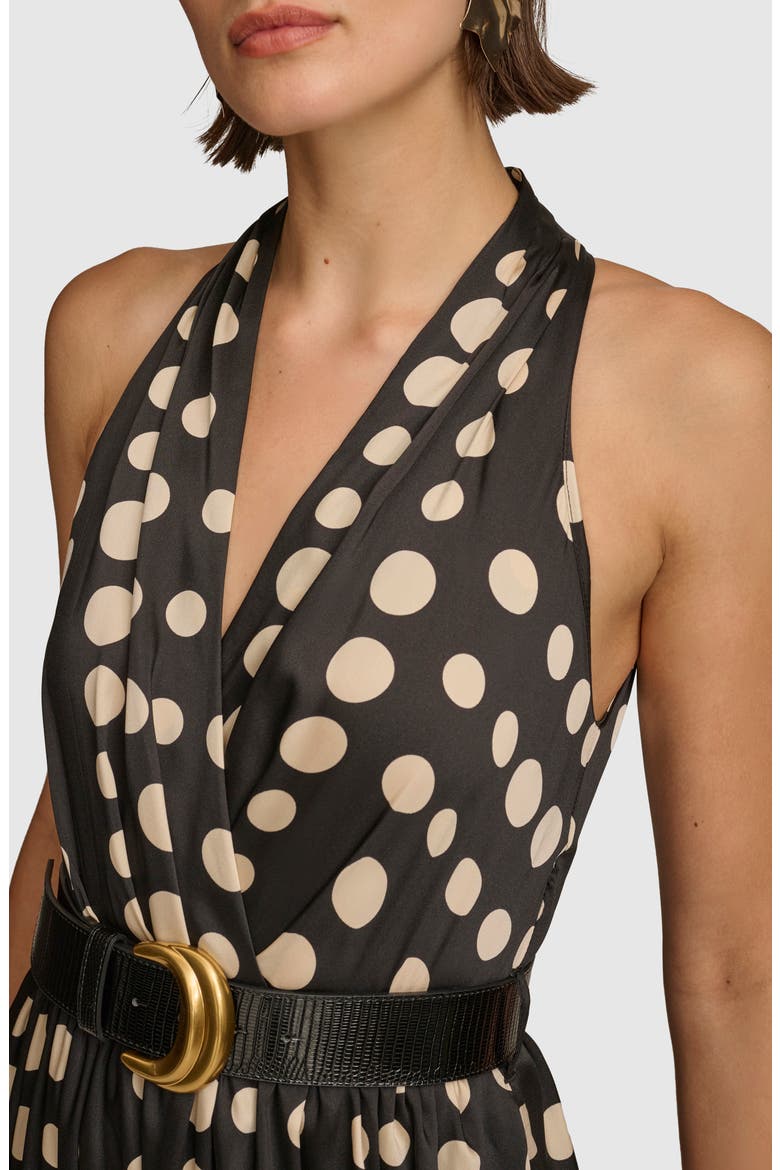 Polka Dot Belted Midi Dress, Alternate, color, BLACK/ CANVAS