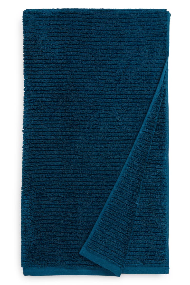 Hydro Ribbed Organic Cotton Blend Bath Towel, Main, color, TEAL SEAGATE