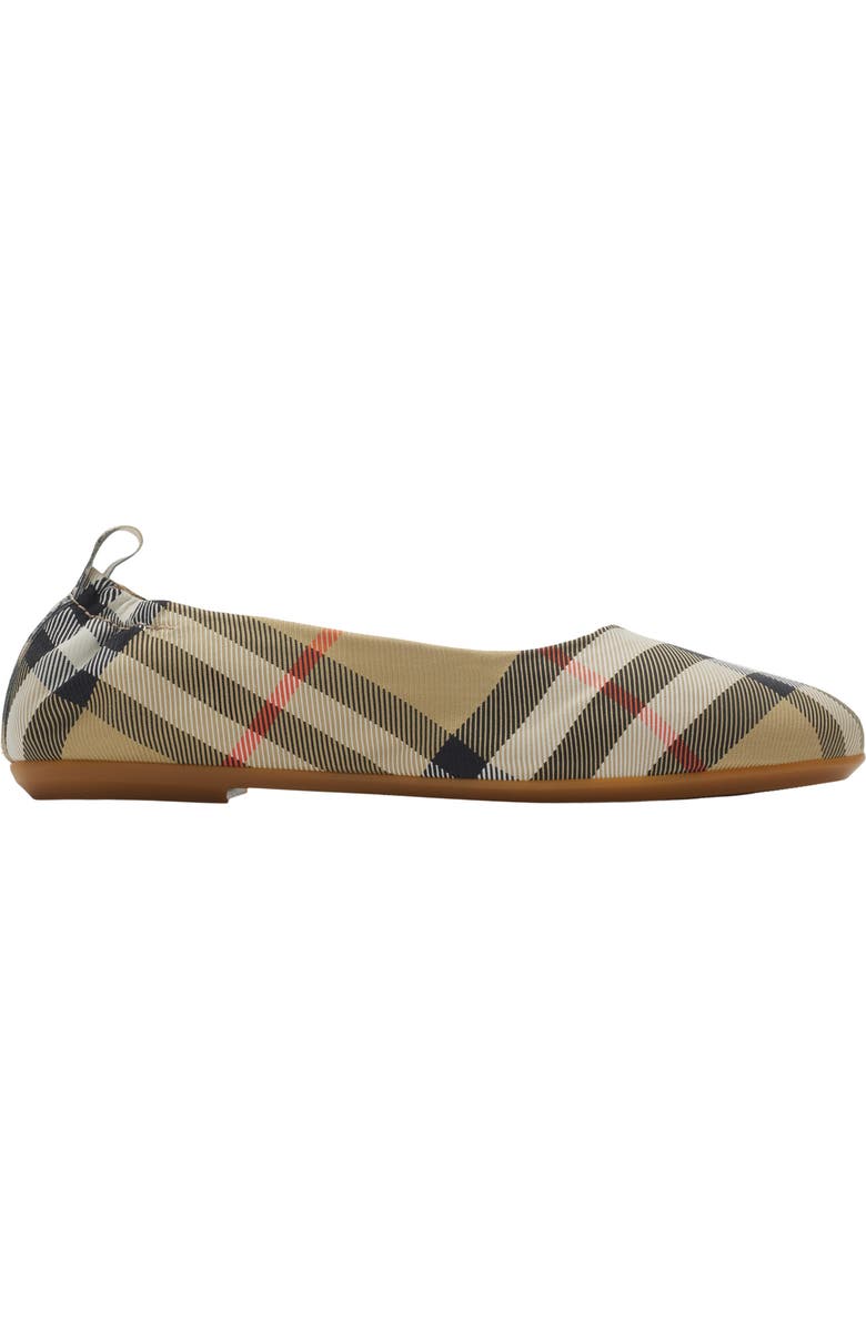 Burberry Check Ballerinas, Main, color, Sand