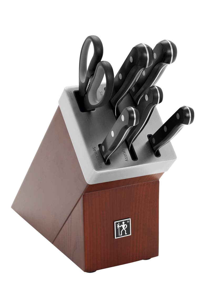 Solution 7-Piece Self-Sharpening Knife Block Set, Alternate, color, BLACK