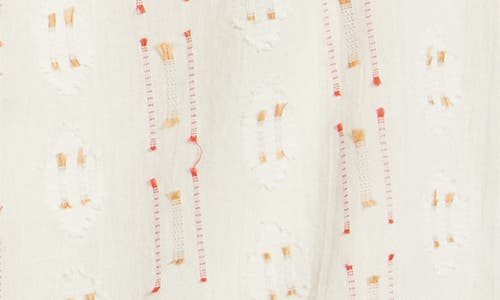 Faherty Skylar Beaded Tie Neck Dobby Top In Neutral