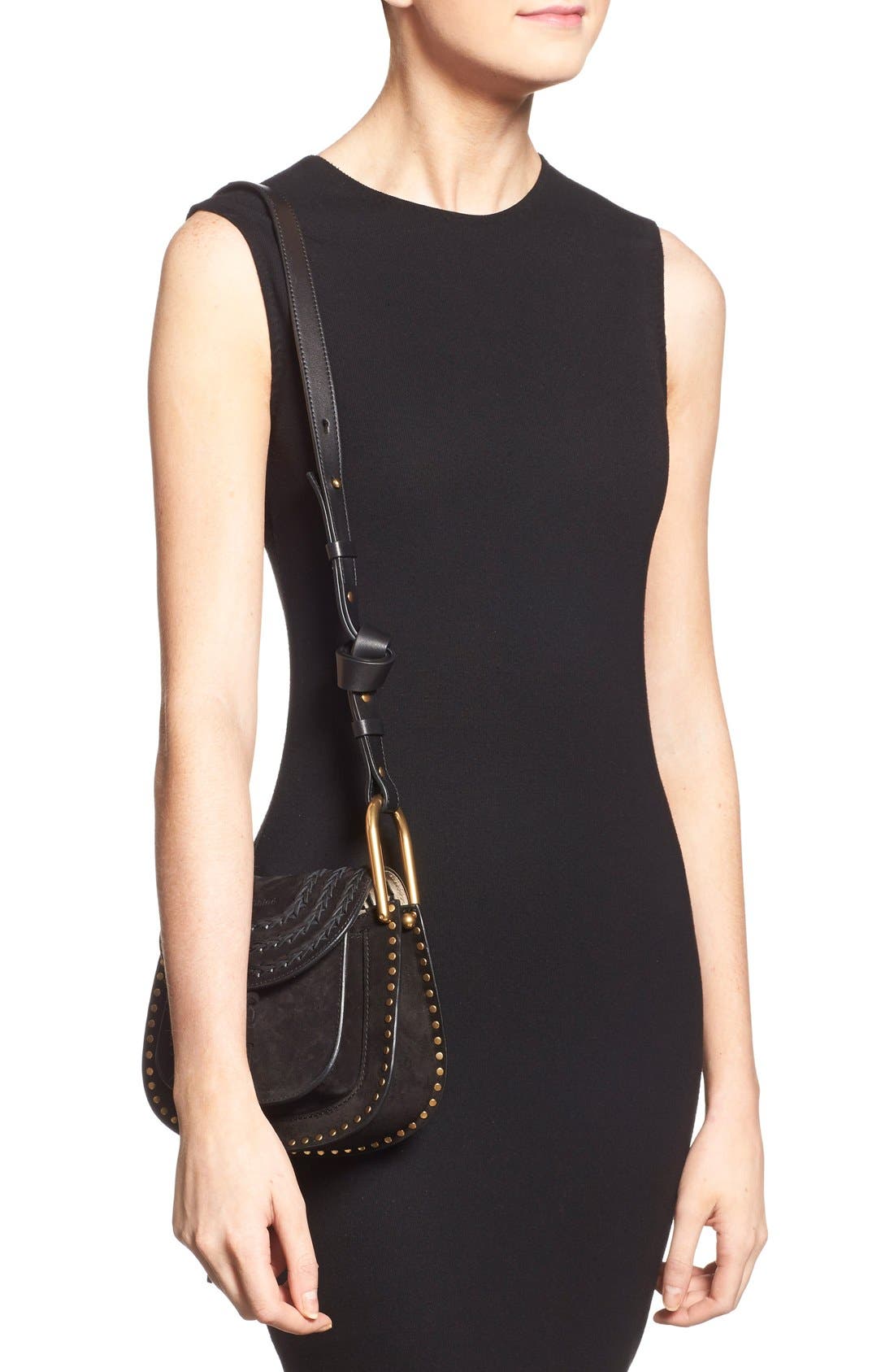 'Mini Hudson' Crossbody Bag, Alternate, color, BLACK