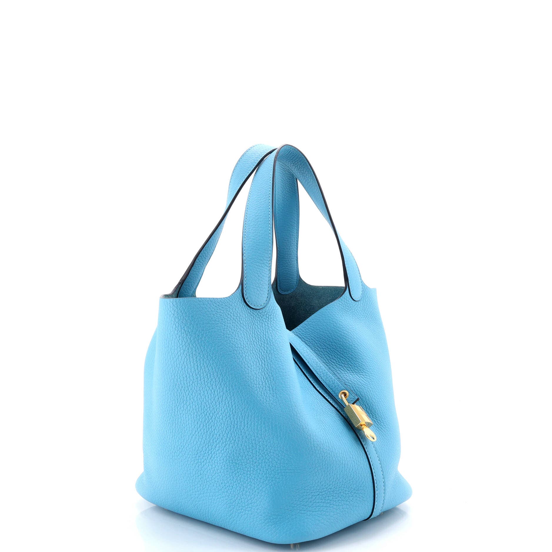 Pre-Owned Hermes Picotin Lock Bag Clemence MM, Alternate, color, Celeste