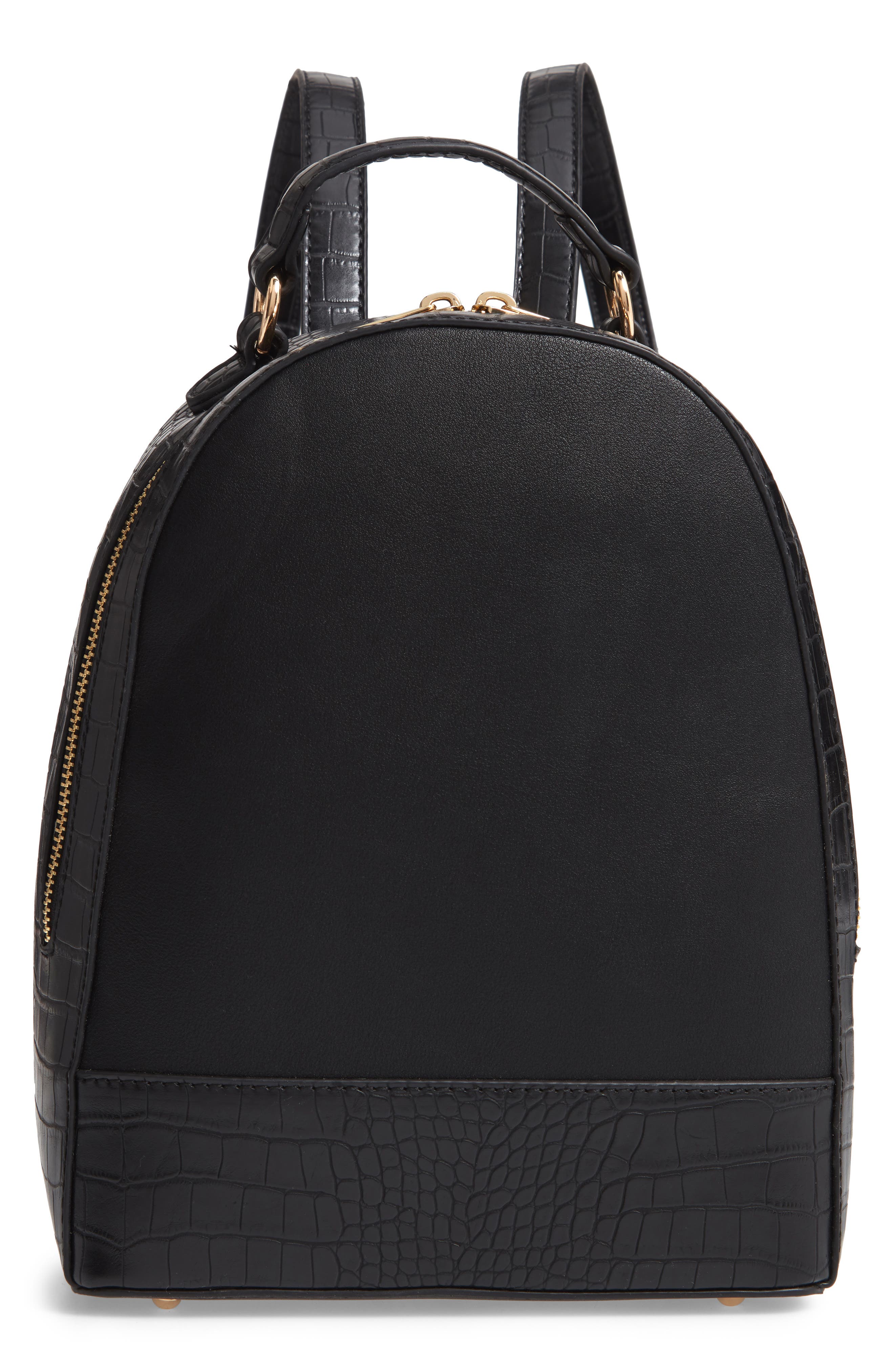 Sole Society Jamya Croc Embossed Faux Leather Backpack, Main, color, 