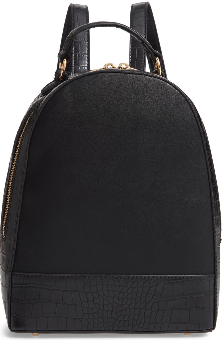 Sole Society Jamya Croc Embossed Faux Leather Backpack, Main, color,