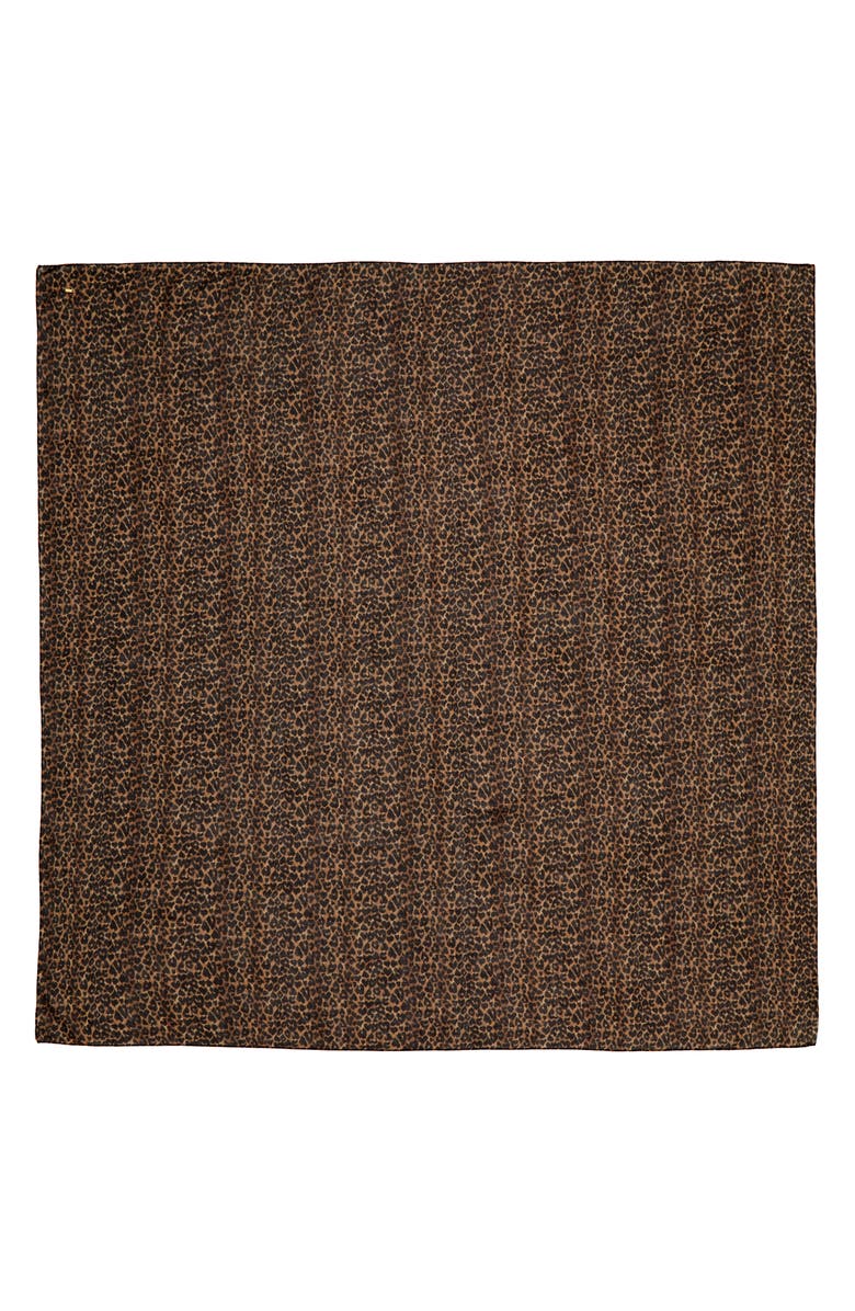 Saint Laurent Leopard Print Wool Scarf, Alternate, color, 