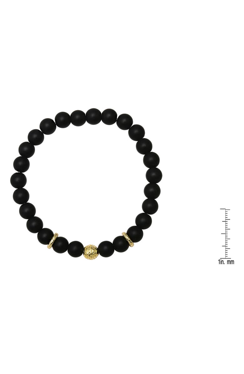 HMY JEWELRY Men's 14K Gold Plated Sterling Silver & Lava Stone Beaded Stretch Bracelet, Alternate, color, Gold/ Black