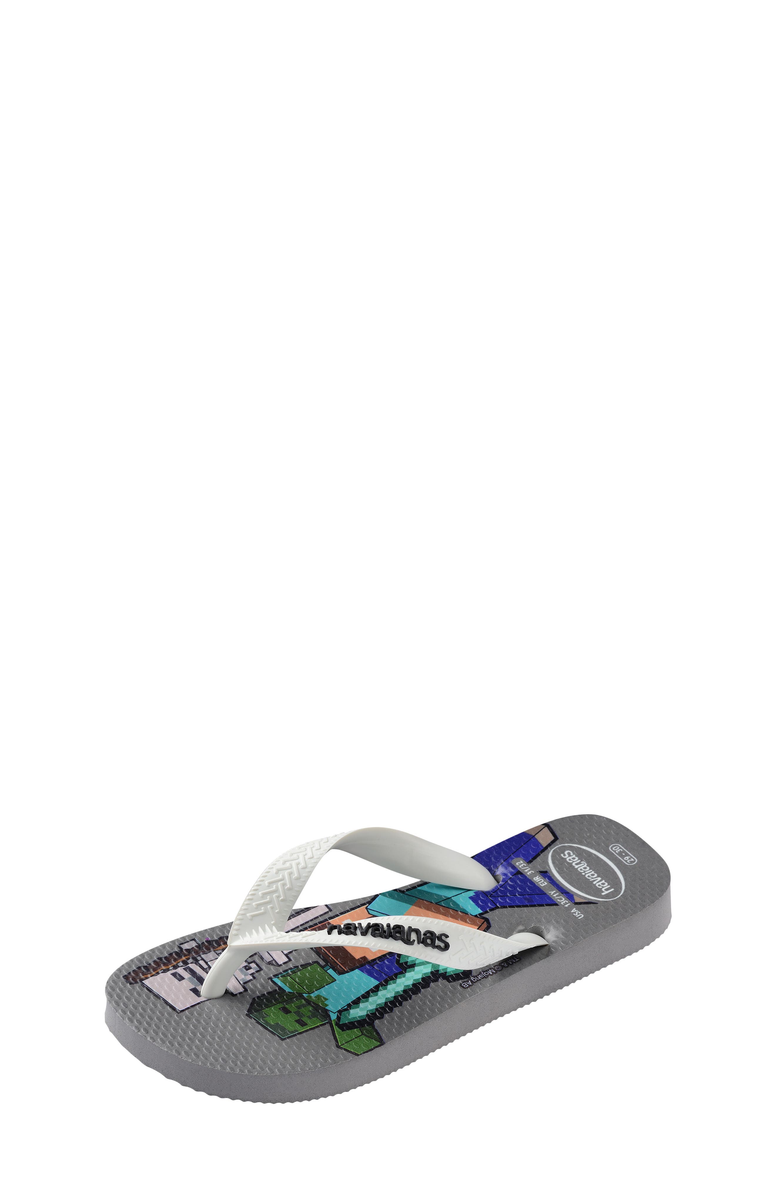 Havaianas Kids' Minecraft Flip Flop, Alternate, color, Steel Grey/ White