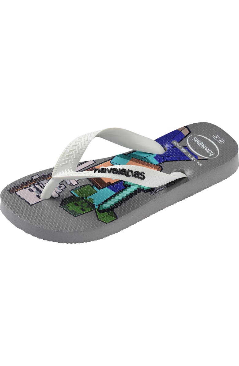 Havaianas Kids' Minecraft Flip Flop, Alternate, color, Steel Grey/ White