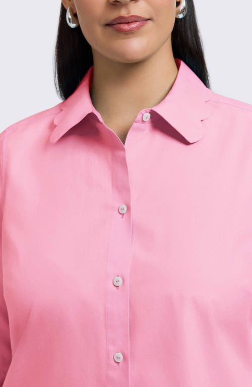 Foxcroft Gwen Three-quarter Sleeve Cotton Button-up Shirt In Pink Sea Glass
