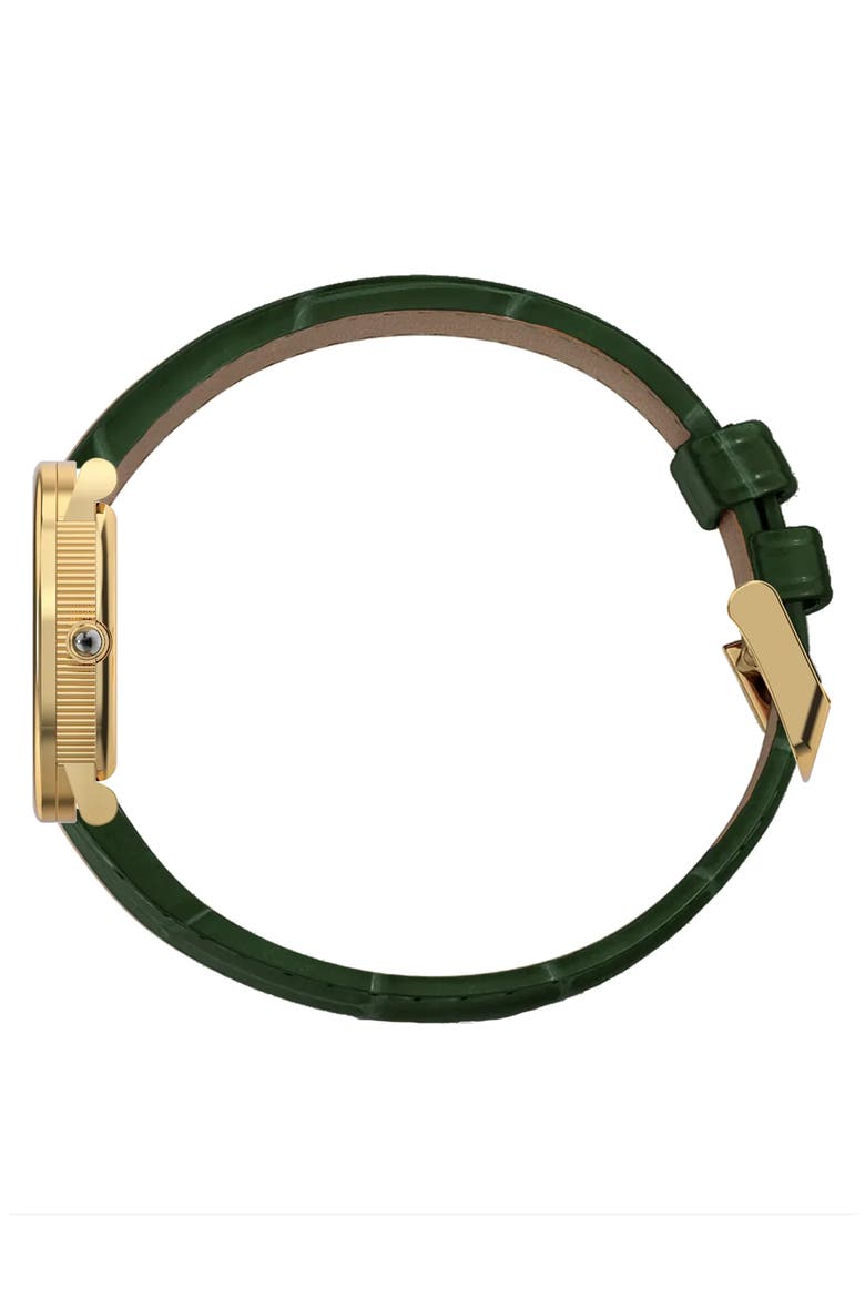 Oval Bubble Lab Grown Diamond Leather Strap Watch, 24mm x 30mm, Alternate, color, LUSH GREEN